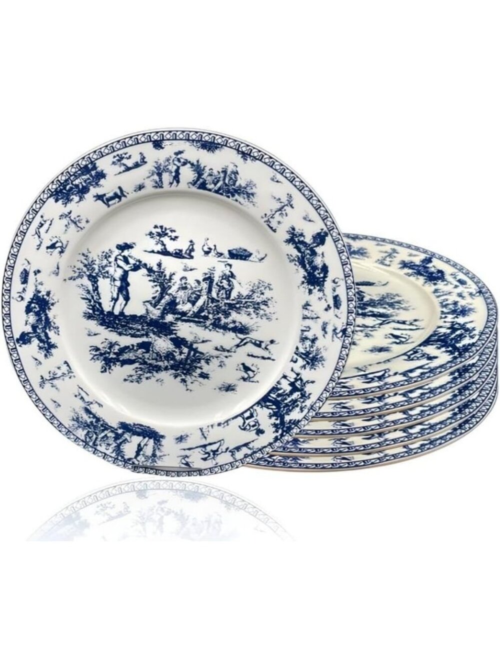 Colorful Ceramic Round Dinner Plates Set of 6 | 10.5" Large Serving Dishes for